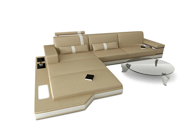 Couch Messana L-Form in Leder