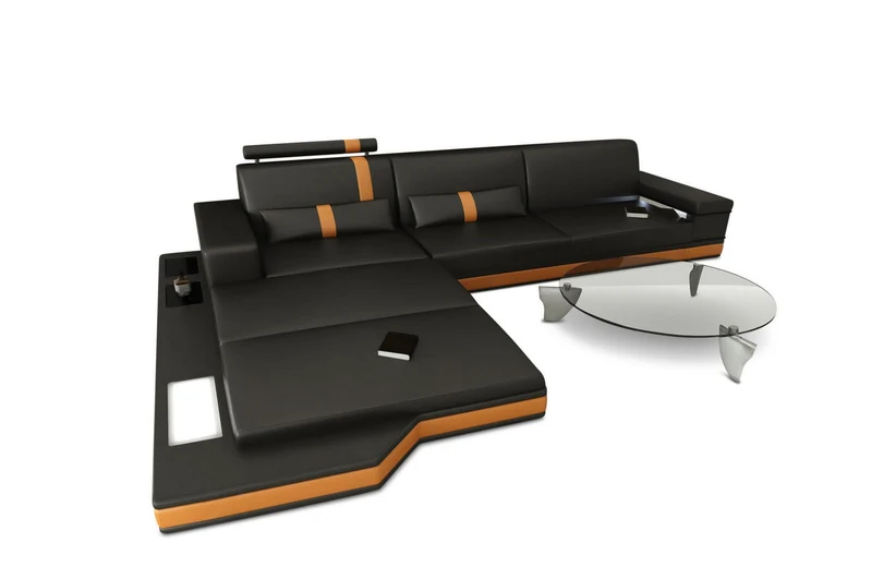 Couch Messana L-Form in Leder