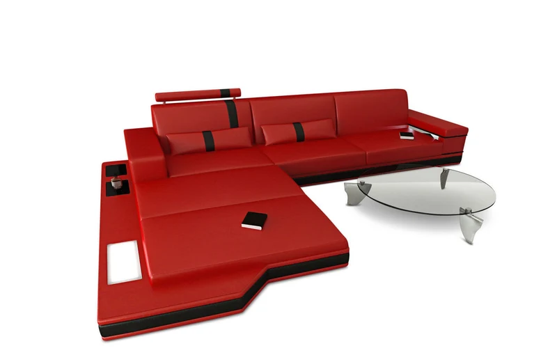 Couch Messana L-Form in Leder
