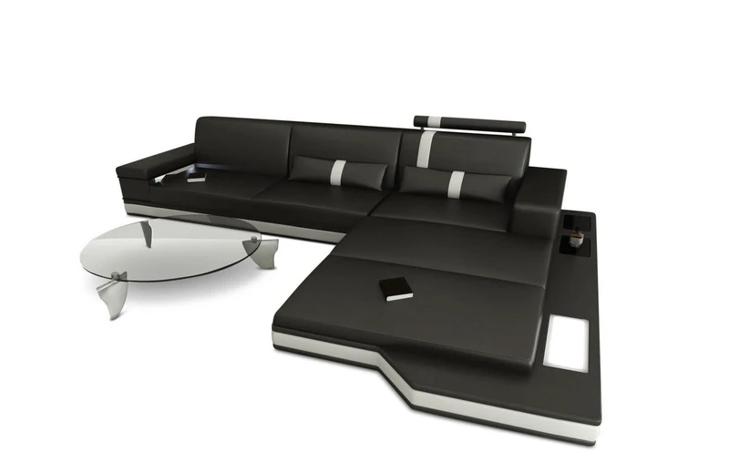 Couch Messana L-Form in Leder