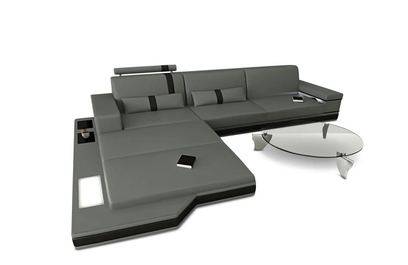 Couch Messana L-Form in Leder