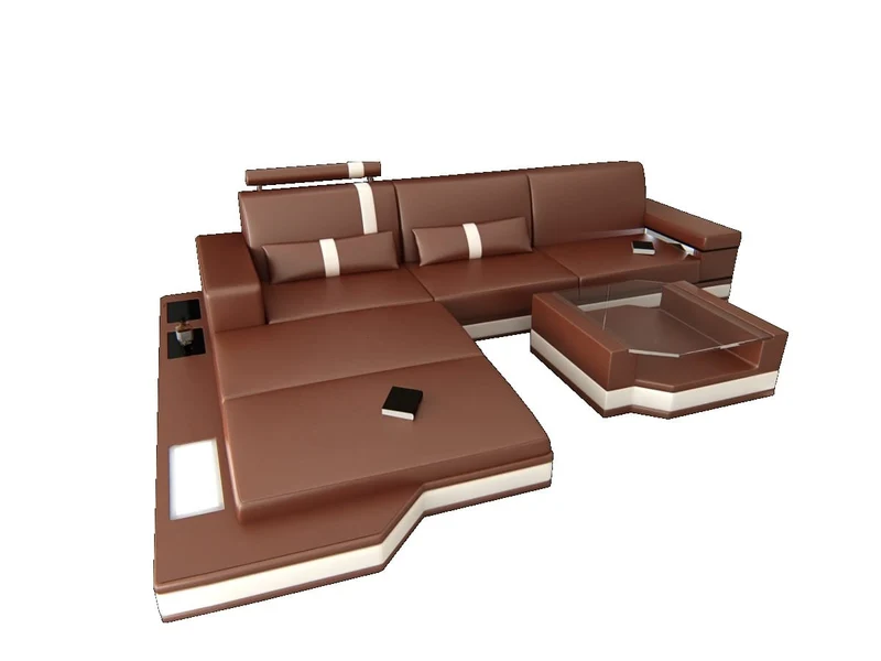 Couch Messana L-Form in Leder