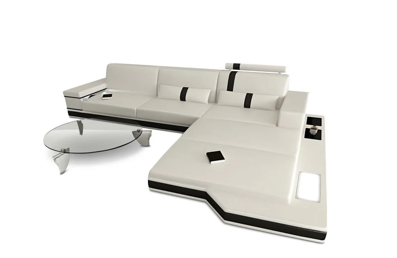 Couch Messana L-Form in Leder