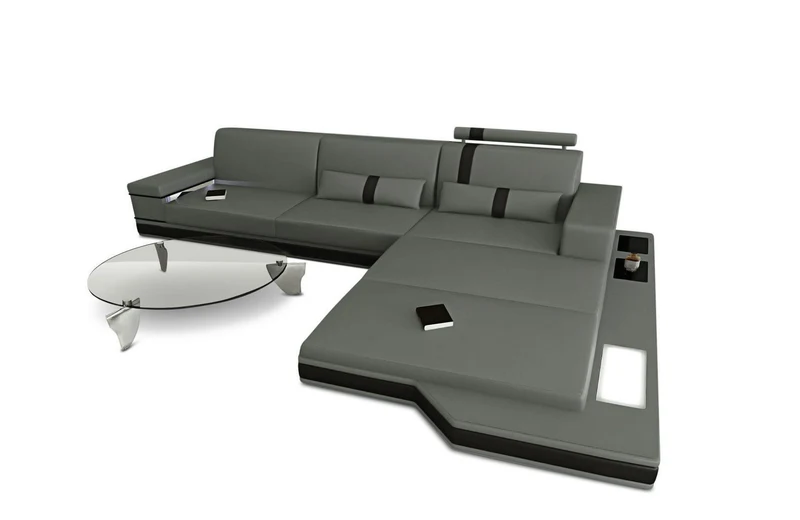 Couch Messana L-Form in Leder
