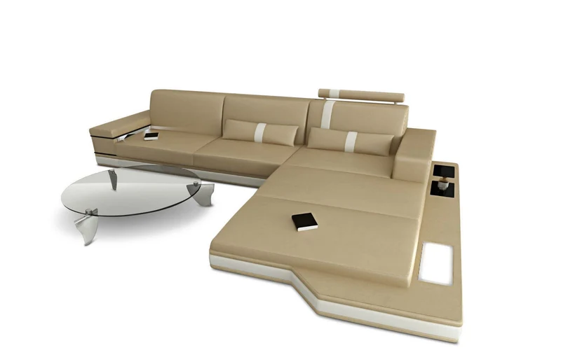 Couch Messana L-Form in Leder