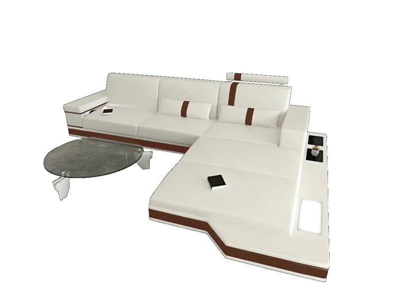 Couch Messana L-Form in Leder
