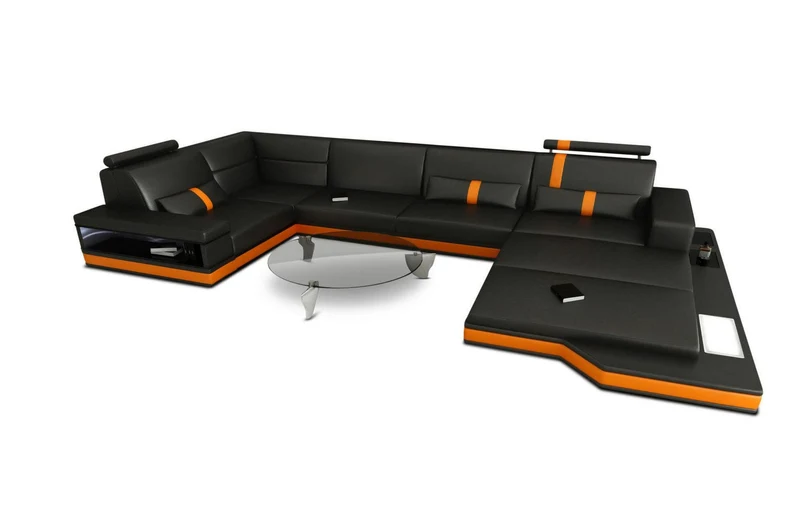 Sofa Messana U-Form in Leder