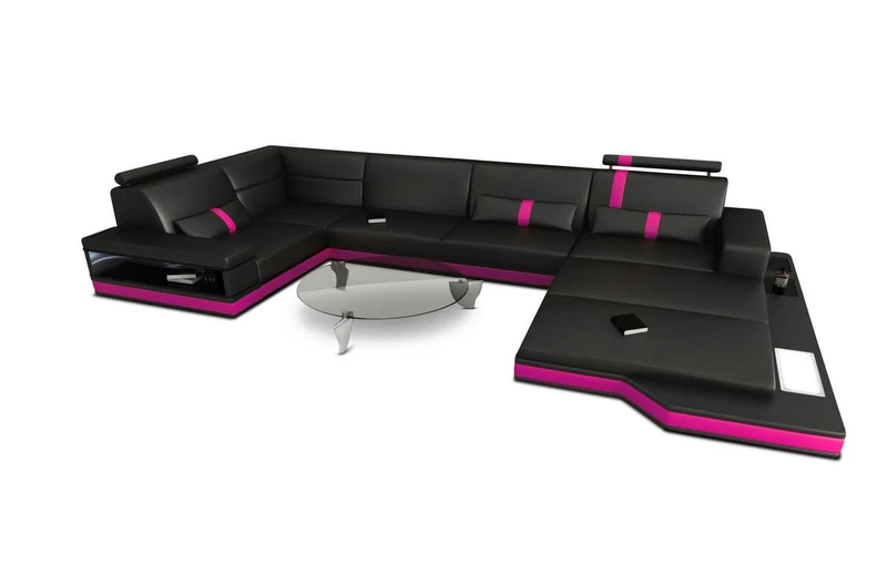 Sofa Messana U-Form in Leder