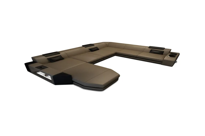 XXL Wohnlandschaft Mega Prato U-Form in Leder