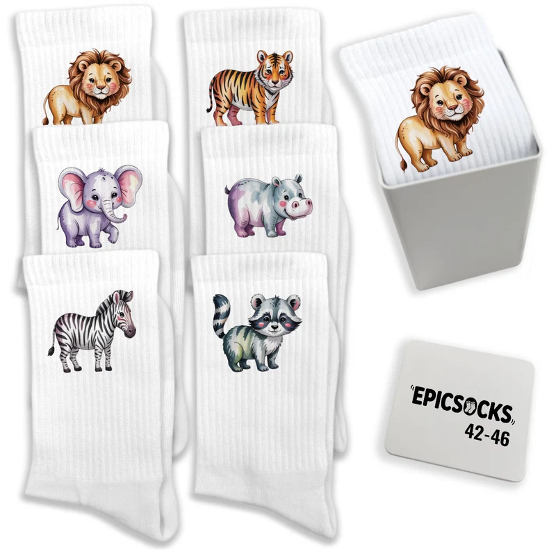 epicsocks Wilde Freunde Socken in 37-41 im 6er Set in Geschenkdose im 6er Set in Geschenkbox