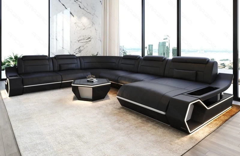 Wohnlandschaft Toscano XXL U-Form in Leder