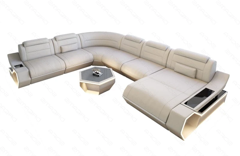 Wohnlandschaft Toscano XXL U-Form in Leder
