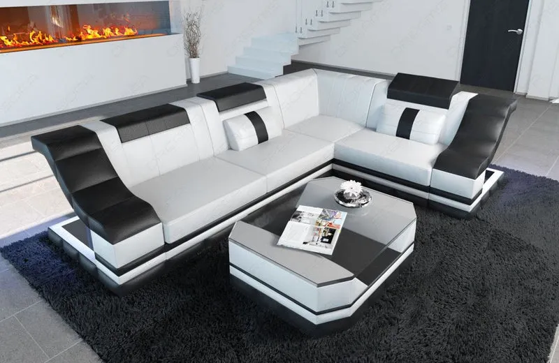 Couch Bianchi L-Form in Leder