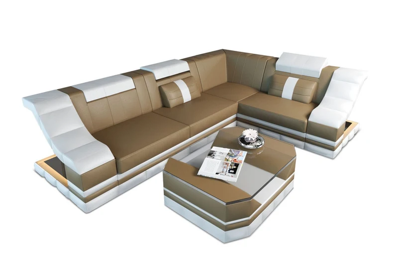 Couch Bianchi L-Form in Leder