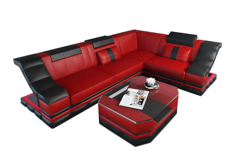 Couch Bianchi L-Form in Leder