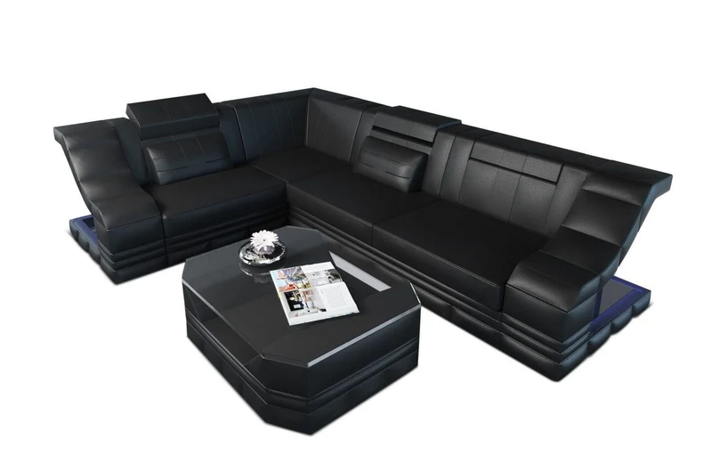 Couch Bianchi L-Form in Leder