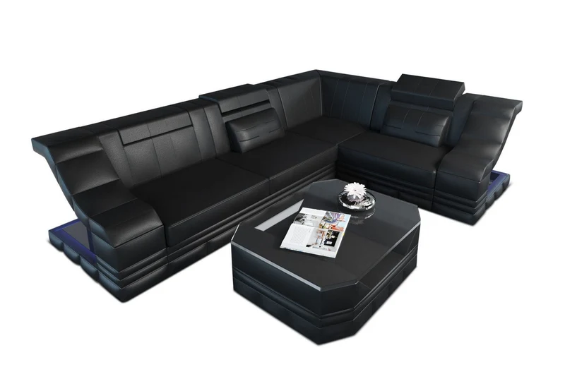Couch Bianchi L-Form in Leder
