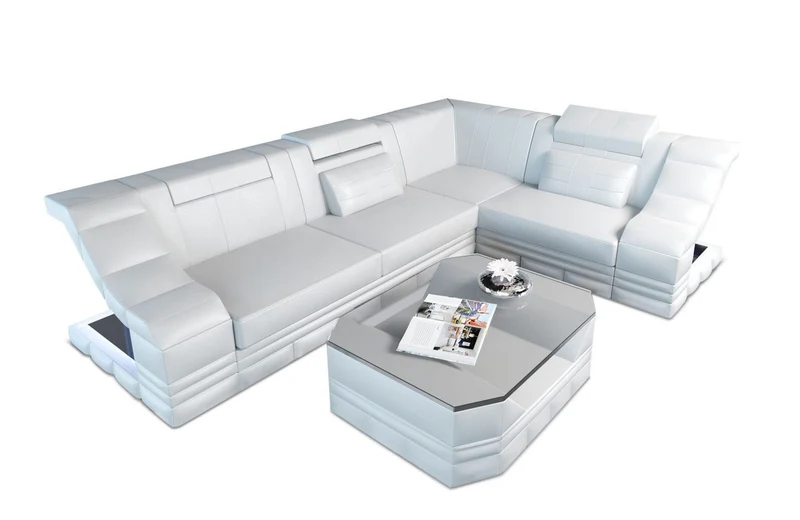 Couch Bianchi L-Form in Leder