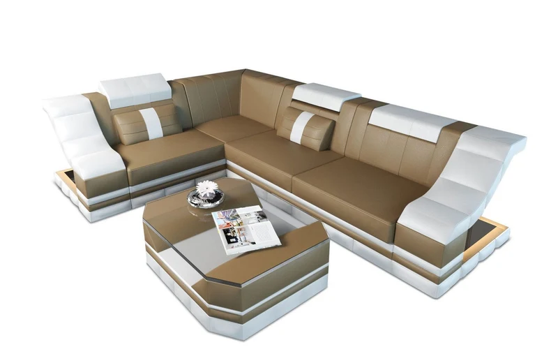 Couch Bianchi L-Form in Leder