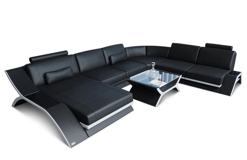 XXL Wohnlandschaft Calabria U-Form in Leder