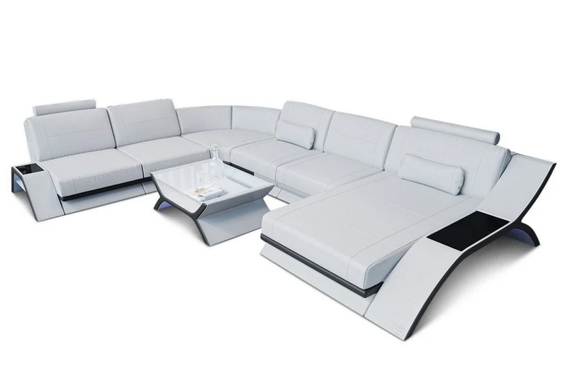 XXL Wohnlandschaft Calabria U-Form in Leder