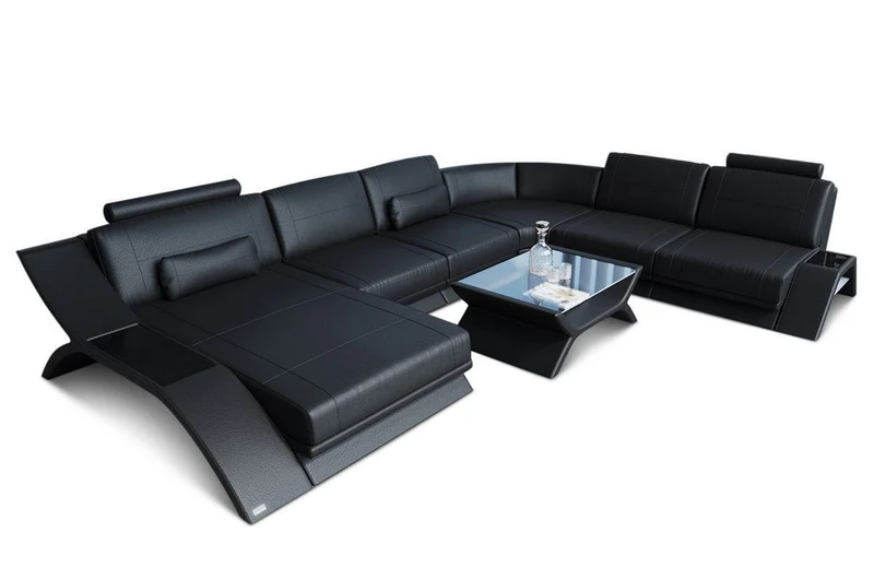 XXL Wohnlandschaft Calabria U-Form in Leder