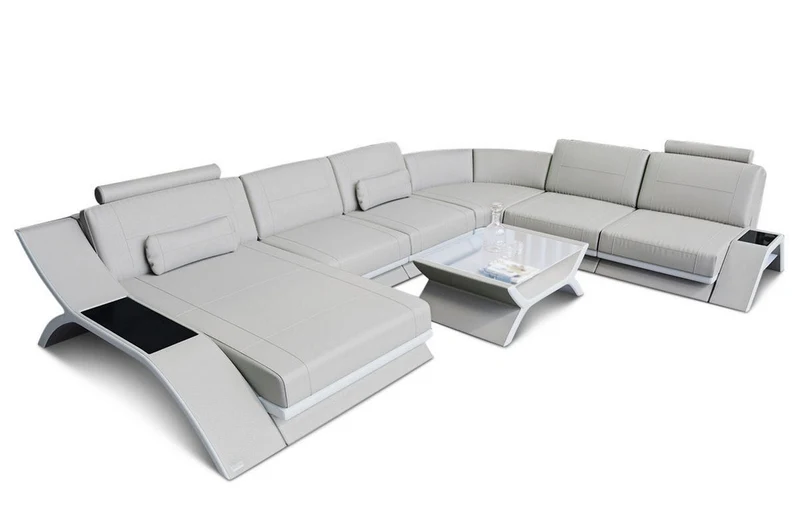 XXL Wohnlandschaft Calabria U-Form in Leder