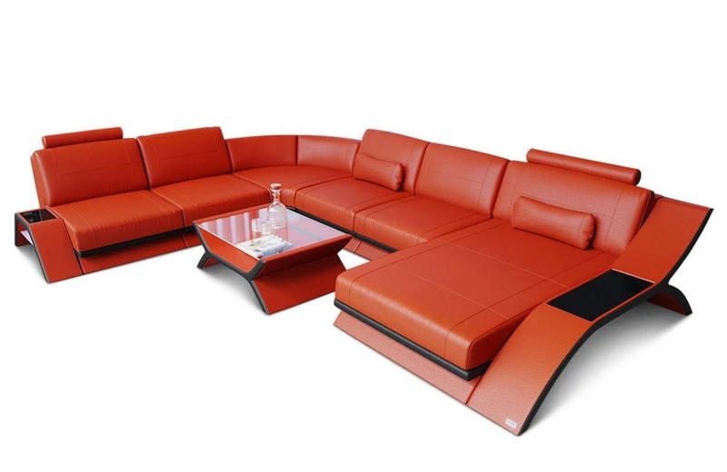 XXL Wohnlandschaft Calabria U-Form in Leder