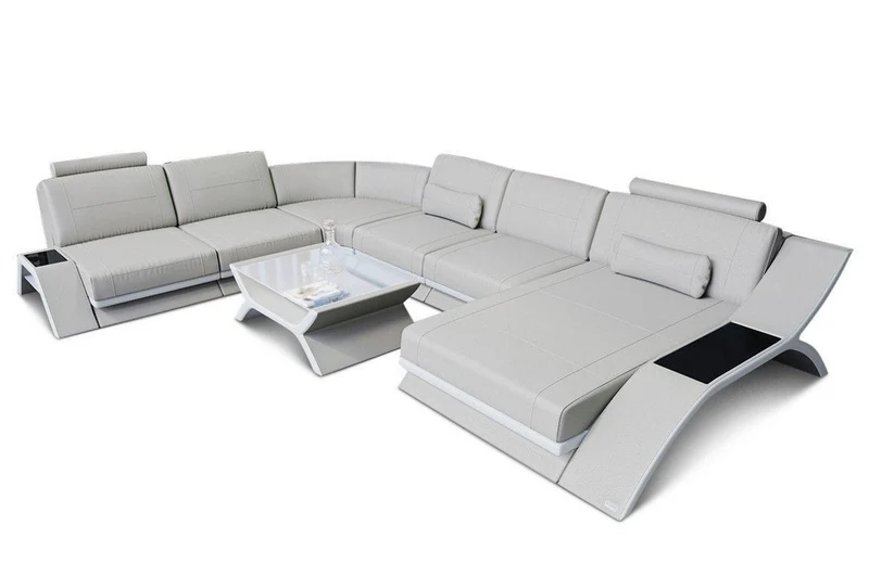XXL Wohnlandschaft Calabria U-Form in Leder