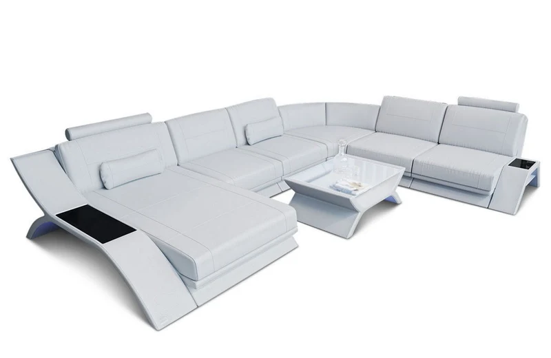 XXL Wohnlandschaft Calabria U-Form in Leder