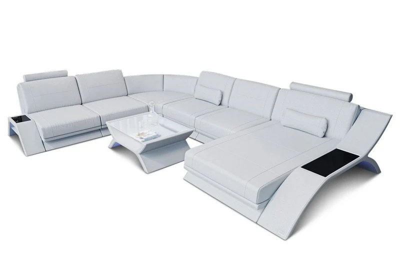 XXL Wohnlandschaft Calabria U-Form in Leder