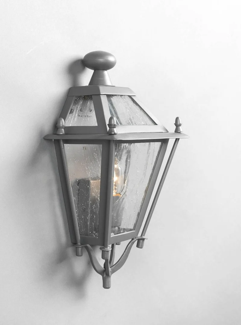 Casa Padrino Luxus Außen Laterne Grau B. 39 x H. 72 cm - Handgefertigte Laterne aus Schmiedeeisen - Luxus Kollektion - Edel & Prunkvoll