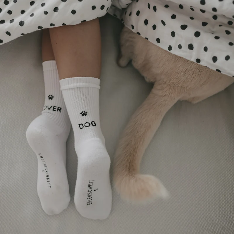Eulenschnitt Socken Dog Lover weiß Größe 43-46