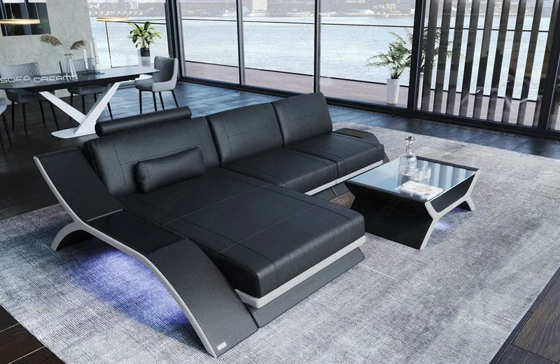Couch Calabria L-Form in Leder
