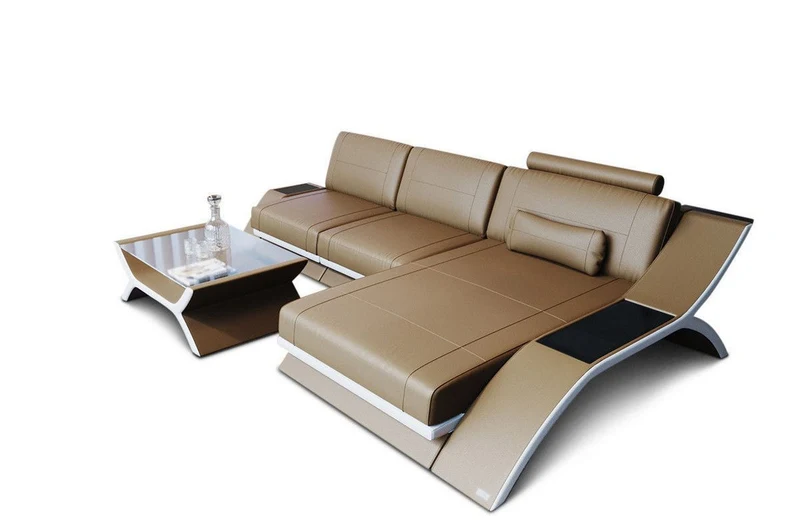Couch Calabria L-Form in Leder