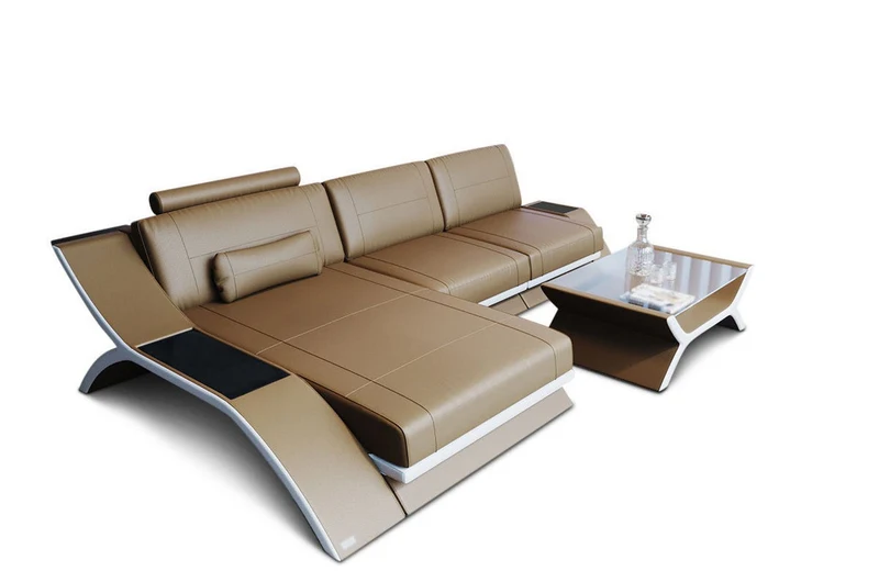 Couch Calabria L-Form in Leder