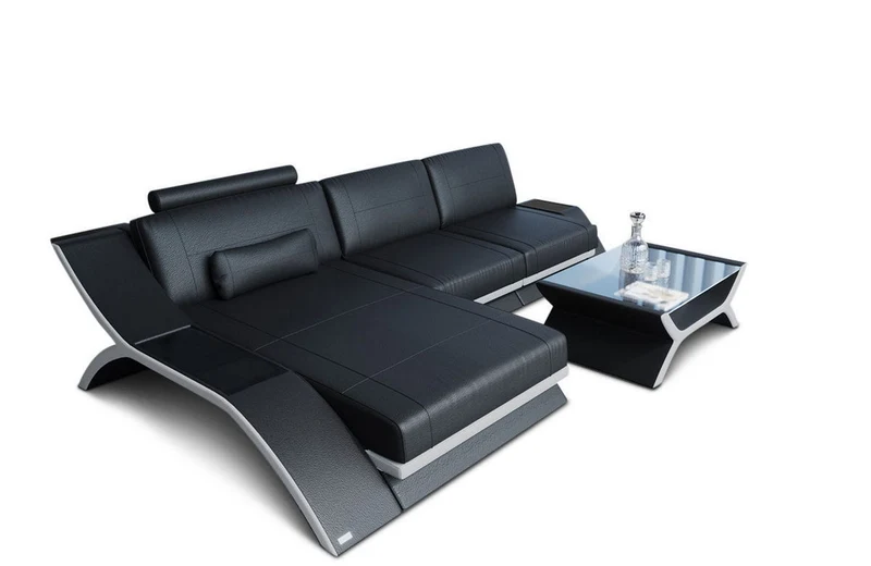 Couch Calabria L-Form in Leder