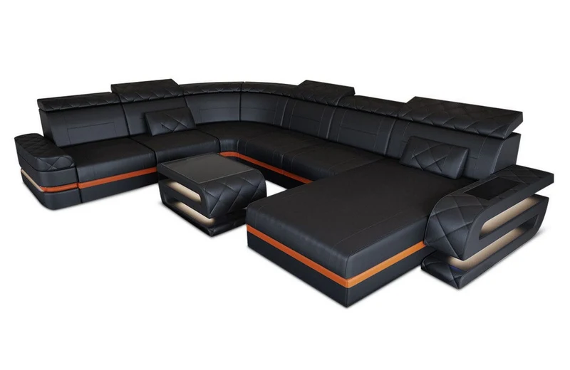 Wohnlandschaft Bologna Luxurios XXL U-Form in Leder
