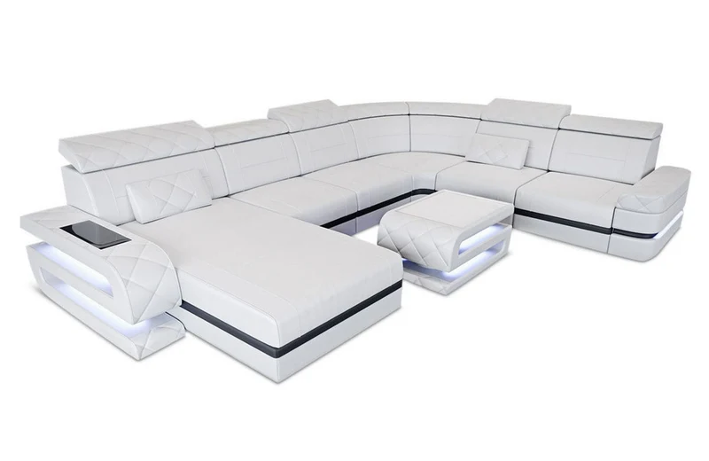 Wohnlandschaft Bologna Luxurios XXL U-Form in Leder