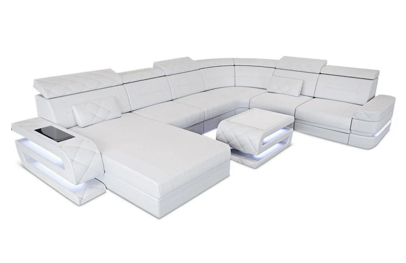 Wohnlandschaft Bologna Luxurios XXL U-Form in Leder