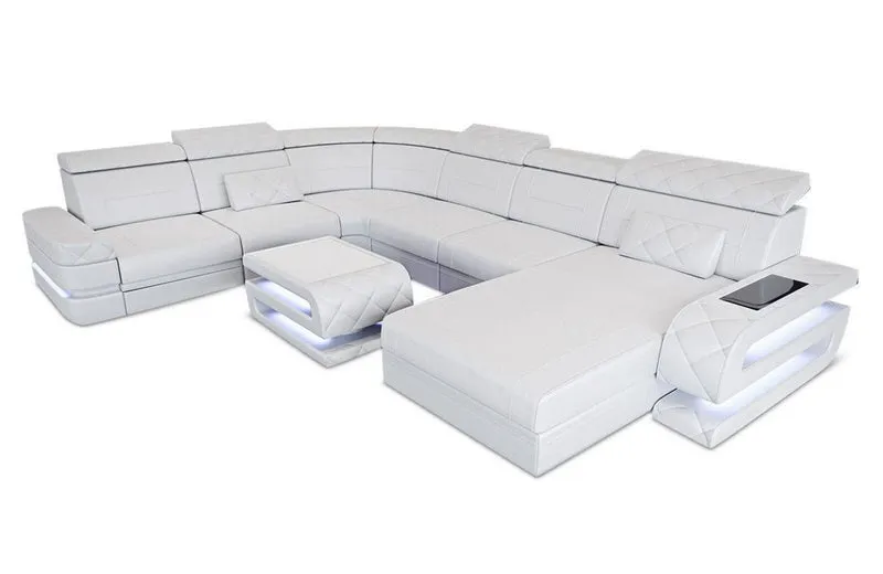 Wohnlandschaft Bologna Luxurios XXL U-Form in Leder