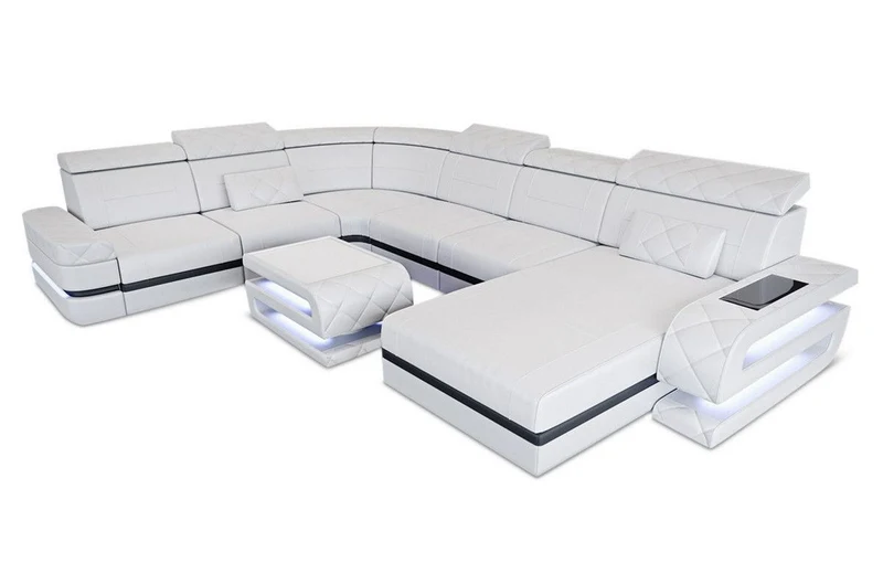 Wohnlandschaft Bologna Luxurios XXL U-Form in Leder