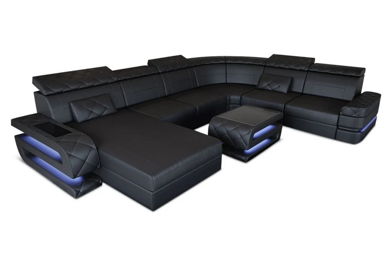 Wohnlandschaft Bologna Luxurios XXL U-Form in Leder
