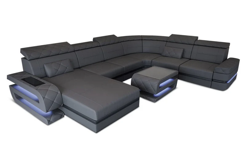Wohnlandschaft Bologna Luxurios XXL U-Form in Leder