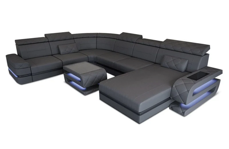 Wohnlandschaft Bologna Luxurios XXL U-Form in Leder