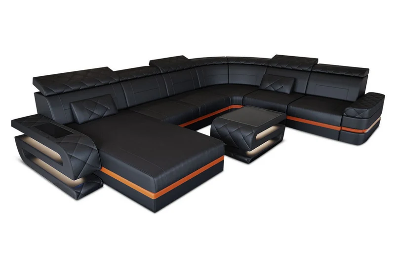 Wohnlandschaft Bologna Luxurios XXL U-Form in Leder