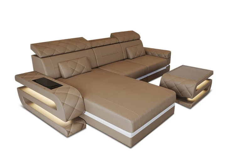 Couch Bologna L-Form in Leder