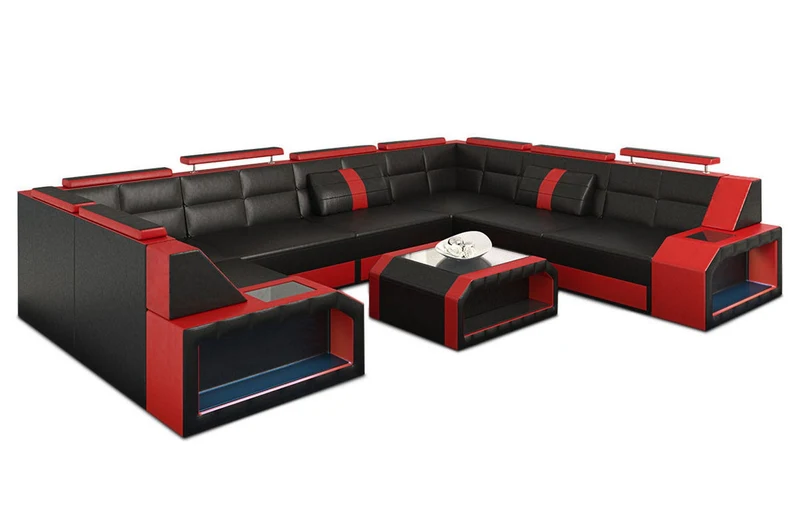 Wohnlandschaft Pesaro U-Form aus Leder