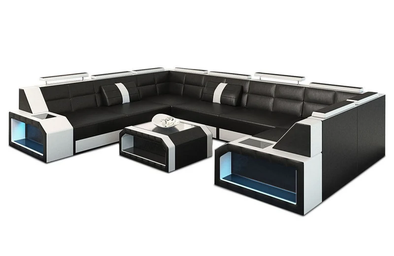Wohnlandschaft Pesaro U-Form aus Leder
