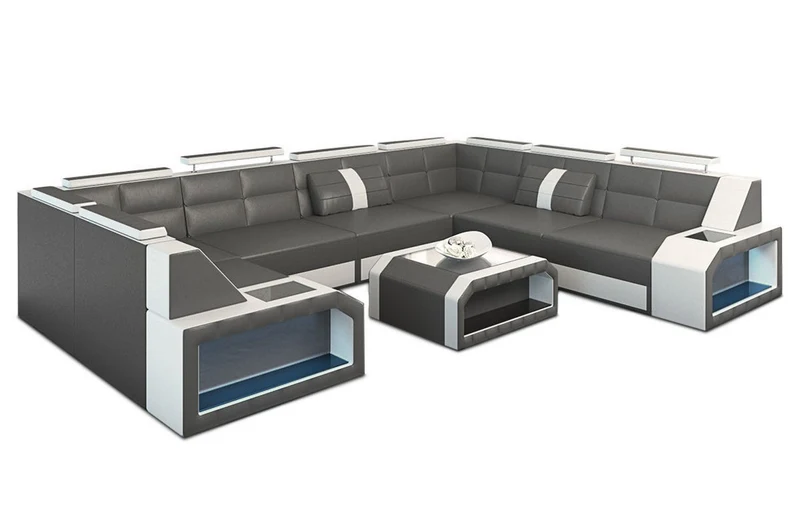 Wohnlandschaft Pesaro U-Form aus Leder